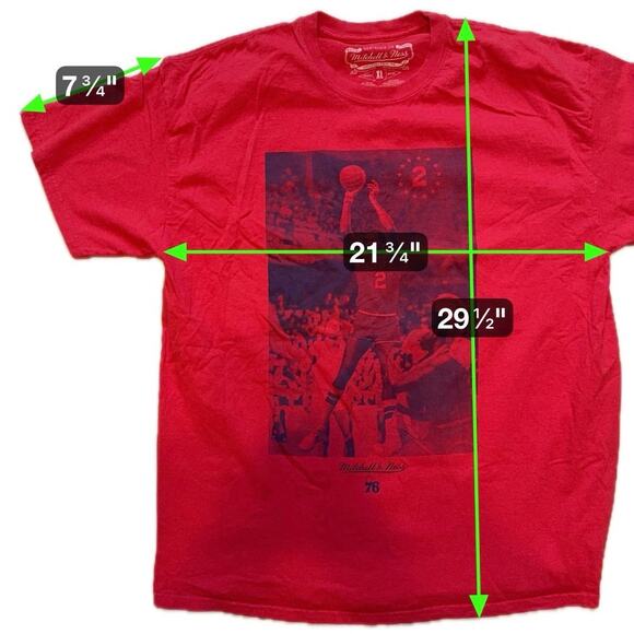 Mitchell & Ness Philadelphia 76ers Moses Malone NBA Graphic T Shirt Red Men's XL - Picture 7 of 7